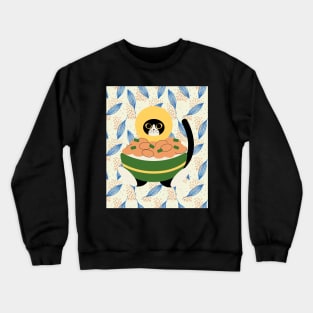 Cat in natto bowl Crewneck Sweatshirt